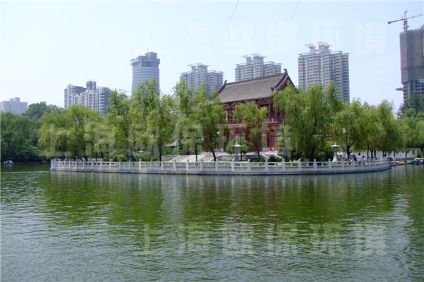 西安興慶宮公園，人工湖治理