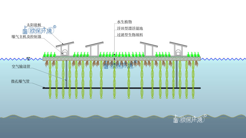 太陽能浮田型凈水平臺(tái)（太陽能曝氣生物浮島）結(jié)構(gòu)組成